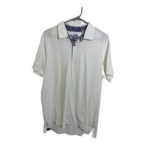 Robert Graham mens paisley white polo shirt. 3 button. Size large.